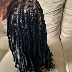 Black Braided BoWig with Wooden Beads